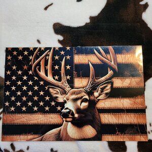 Deer Flag Brown Tin Sign Door Home Metal Wall Decor